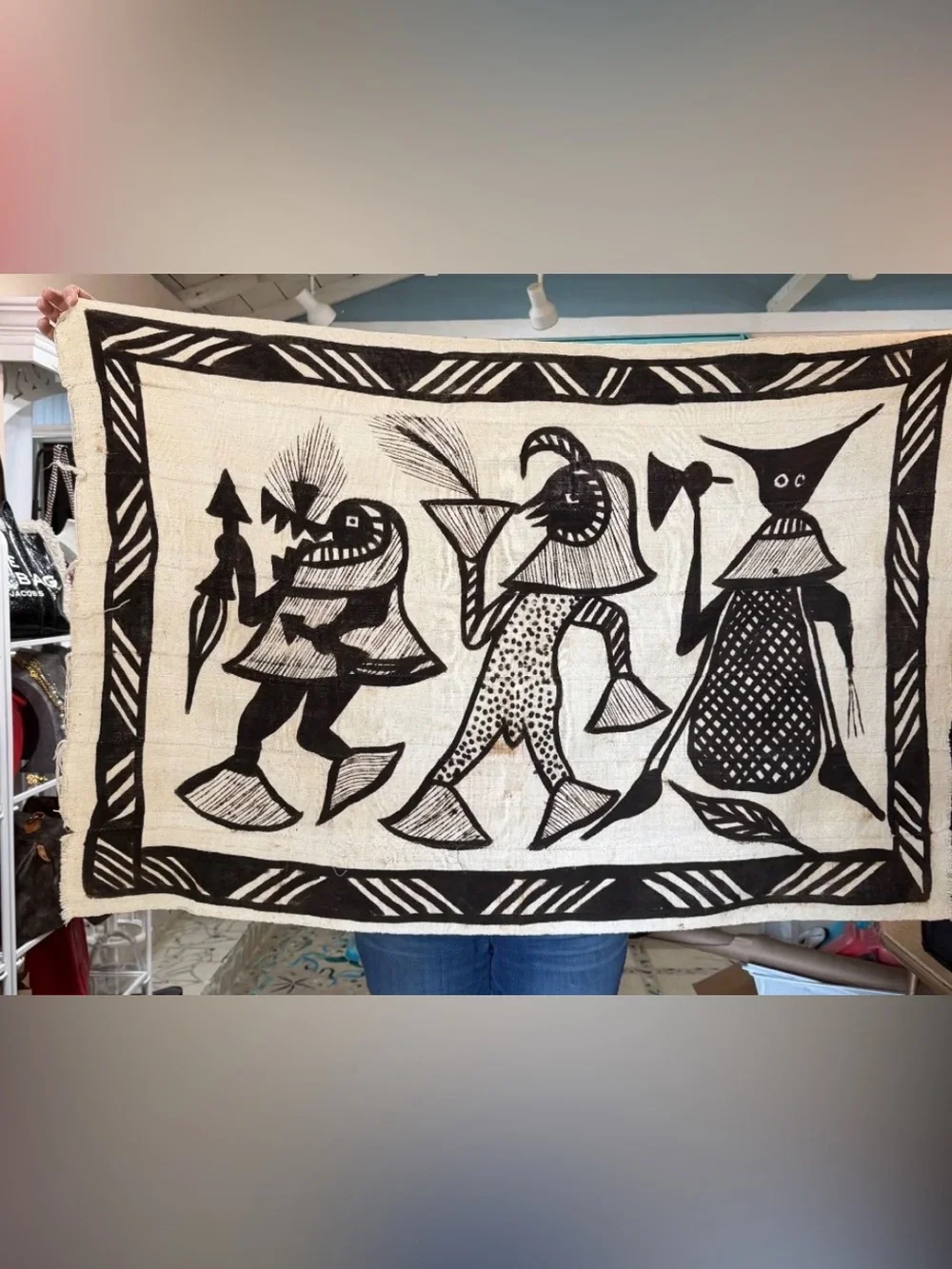 Vintage African Korhogo Cloth Senufo Hand-Painted Mud Cloth Tapestry 50